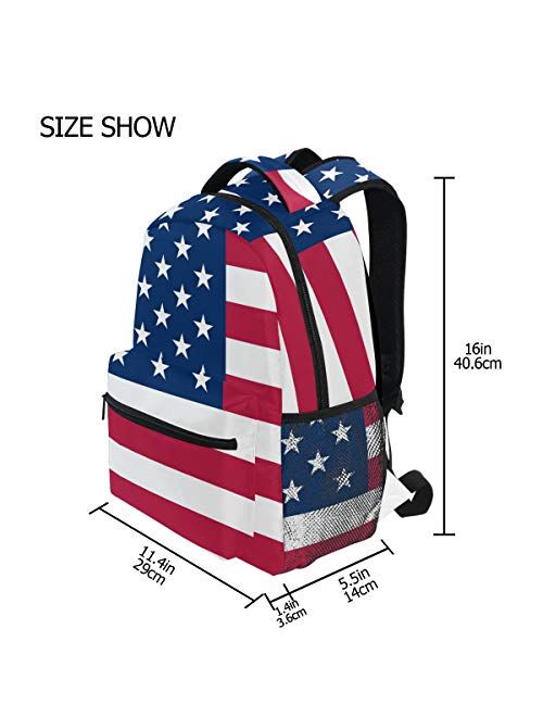 Nander Backpack Travel American Flag School Bookbags Shoulder Laptop Daypack College Bag for Womens Mens Boys Girls