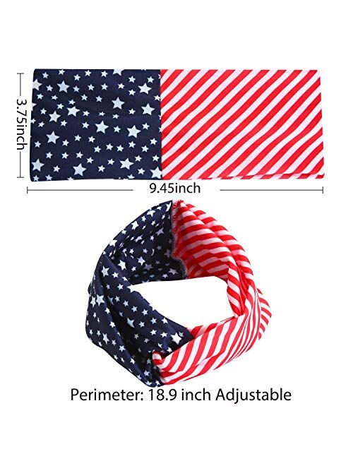 JOYIN 5 Pcs Patriotic Accessories of a US American Flag Headband, 4 Leather Earrings for 4th July Celebration, Independence Day, Memorial Day, Veterans Day, Patriotic The