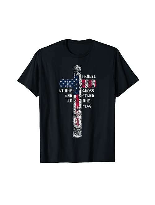 Artist Unknown I Kneel at the Cross and Stand at the Flag Men Women T-Shirt