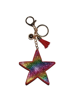 Popfizzy Keychain for Women and Girls Bling Rhinestone Purse Charms Backpack Accessories, Cute Key Fob Tassel Key Chain