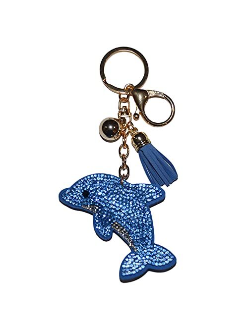 Popfizzy Keychain for Women and Girls Bling Rhinestone Purse Charms Backpack Accessories, Cute Key Fob Tassel Key Chain