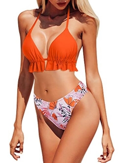 beautyin Women's Crochet Lace Bikini Two Piece Triangle Swimsuit Bathing Suits