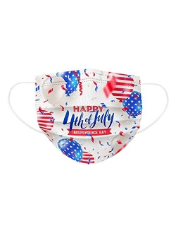 Narabb 50PC Patriotic Disposable Face Masks for Adults with Design Memorial Independence Day Paper Masks Full Face Protection