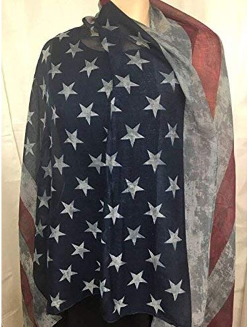 REINDEAR Vintage Faded American Flag Scarf / 4th of July Scarf/Team USA/American Flag/Gift for Her