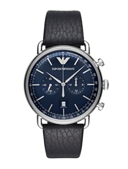 Men's Chronograph Blue Leather Strap Watch 43mm