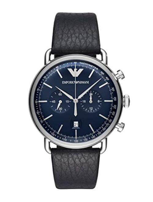 Emporio Armani Men's Chronograph Blue Leather Strap Watch 43mm