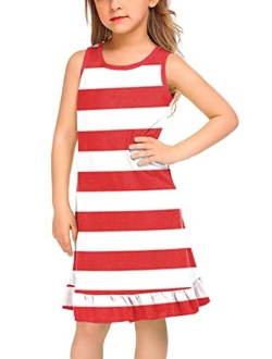 BesserBay Girl's Fourth of July American Flag Stars Midi Tank Patriotic Dress 3-12 Years