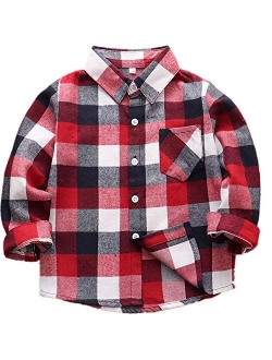 Amasslove Little Girls' Boys' Plaid Shirts Long Sleeve Flannel Button Down Shirt 2-8 Years