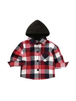 Younger Star Toddler Kids Boys Girls Flannel Hooded Plaid Shirt Button Baby Red Plaid Shirt Plaid Shirt Hooded Clothes