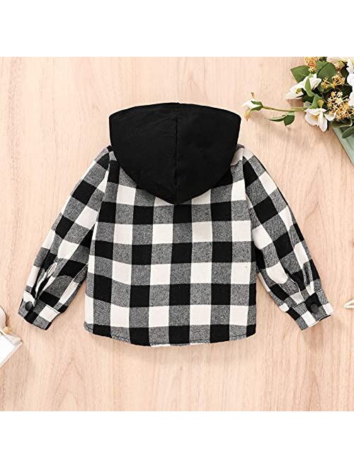 Younger Star Toddler Kids Boys Girls Flannel Hooded Plaid Shirt Button Baby Red Plaid Shirt Plaid Shirt Hooded Clothes