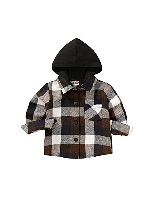 Younger Star Toddler Kids Boys Girls Flannel Hooded Plaid Shirt Button Baby Red Plaid Shirt Plaid Shirt Hooded Clothes