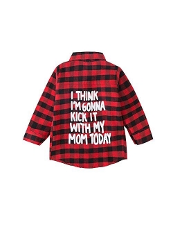 Jeinxcn Toddler Baby Boy Girl Plaid Shirt Long Sleeve Button Down Red Flannel Tops Clothes