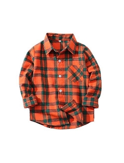 Cnsskj Boys Plaid Button Down Shirt Boys Long Sleeve Shirts Baby Flannel Shirt Boys Western Shirts Toddler Boys Dress Shirt