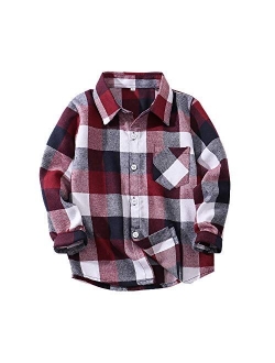 Cnsskj Boys Plaid Button Down Shirt Boys Long Sleeve Shirts Baby Flannel Shirt Boys Western Shirts Toddler Boys Dress Shirt