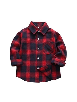 Cnsskj Boys Plaid Button Down Shirt Boys Long Sleeve Shirts Baby Flannel Shirt Boys Western Shirts Toddler Boys Dress Shirt