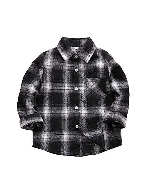 Cnsskj Boys Plaid Button Down Shirt Boys Long Sleeve Shirts Baby Flannel Shirt Boys Western Shirts Toddler Boys Dress Shirt