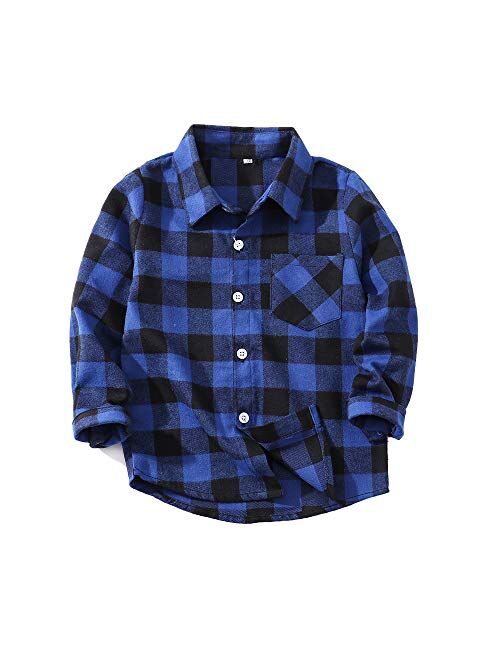 Cnsskj Boys Plaid Button Down Shirt Boys Long Sleeve Shirts Baby Flannel Shirt Boys Western Shirts Toddler Boys Dress Shirt