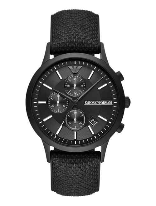 Emporio Armani Men's Chronograph Black Silicone Fabric Strap Watch 43mm