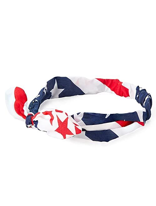 Juvale 12 Pack American Flag USA Bandana Headbands for Women, Sports, Patriotic Accessories, Red, White and Blue