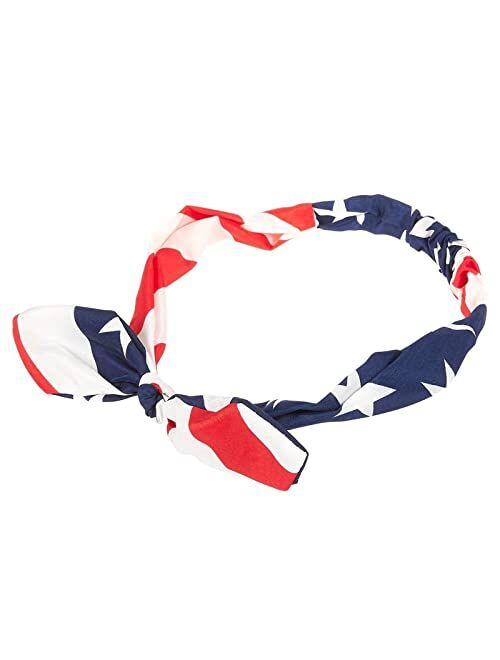 Juvale 12 Pack American Flag USA Bandana Headbands for Women, Sports, Patriotic Accessories, Red, White and Blue