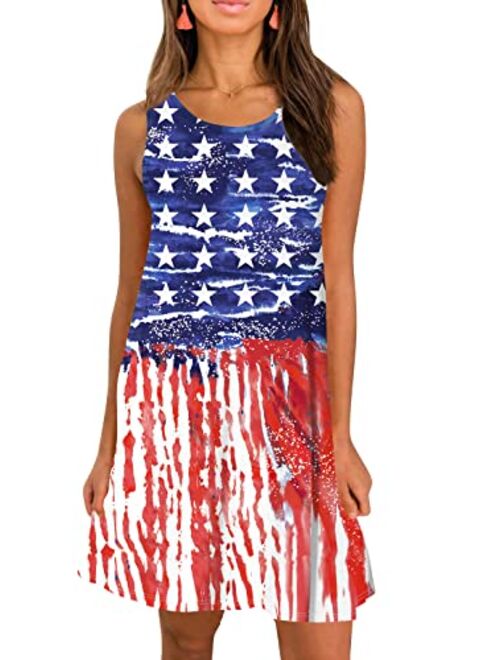 For G and PL Women's 4th of July American Flag Sleeveless T-Shirts Dress