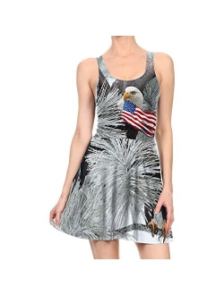 Votuleazi July 4, 2022 Summer Women's Dress American Flag Print Sleeveless Independence Day Dress