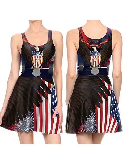 Votuleazi July 4, 2022 Summer Women's Dress American Flag Print Sleeveless Independence Day Dress