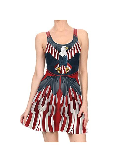 Votuleazi July 4, 2022 Summer Women's Dress American Flag Print Sleeveless Independence Day Dress