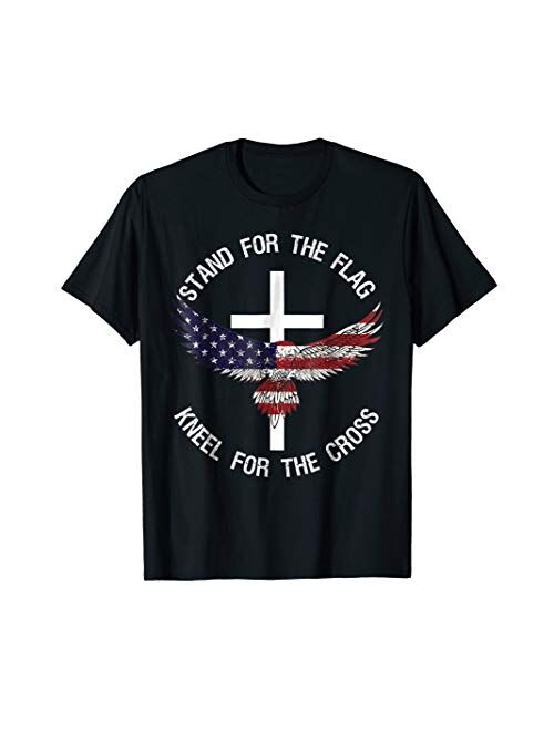 Artist Unknown Patriotic Stand For The Flag Kneel For The Cross Shirt