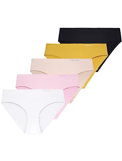 XINBANG Seamless Underwear Women Briefs Seamless Underwear Soft Breathable Panties Stretch Briefs Plus Size 5-Pack