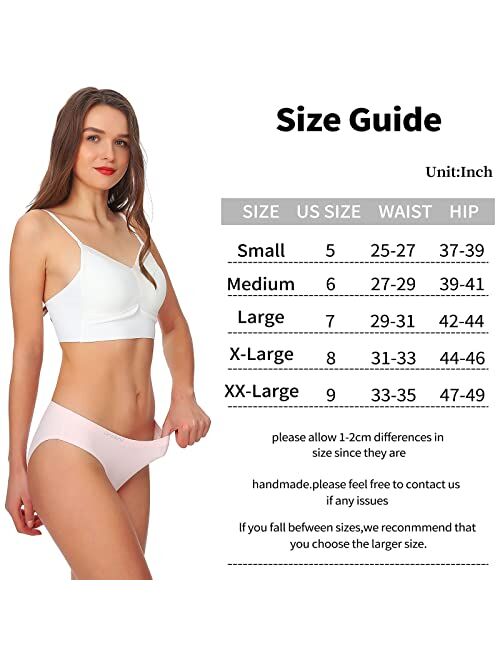 XINBANG Seamless Underwear Women Briefs Seamless Underwear Soft Breathable Panties Stretch Briefs Plus Size 5-Pack