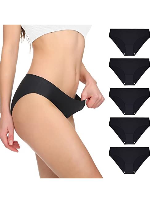 XINBANG Seamless Underwear Women Briefs Seamless Underwear Soft Breathable Panties Stretch Briefs Plus Size 5-Pack