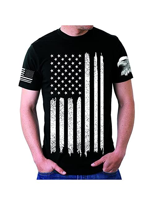 Picontshirt American Flag T-Shirt with Eagle Men's Patriotic Shirts