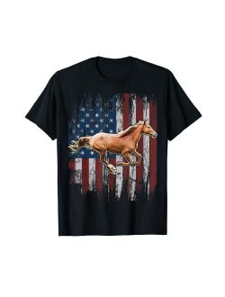 Patriotic Horse Apparel Patriotic Horse American Flag Horseback Riding Farm Gift T-Shirt