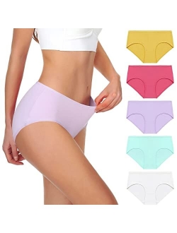 Forspeety Womens Underwear Cotton Hipster Panties Soft Breathable Briefs Stretch Ladies Underwear Regular&Plus Size 5-Pack