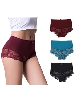 Flonica Women's Lace Briefs , High Waist Comfortable Women's Underwear, Cute Sexy Cheeky Panties, Multipacks