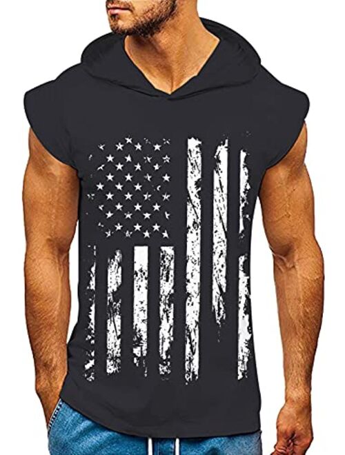 Belovecol Men's Hooded Tank Tops Gym Workout Hoodies Sleeveless Bodybuilding Muscle Shirts