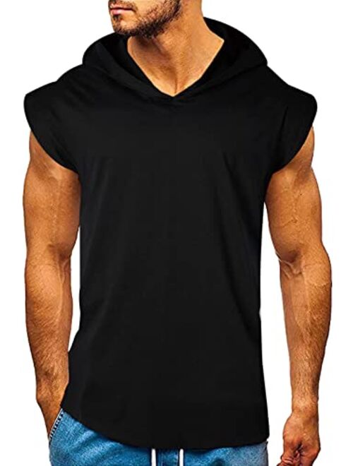 Belovecol Men's Hooded Tank Tops Gym Workout Hoodies Sleeveless Bodybuilding Muscle Shirts