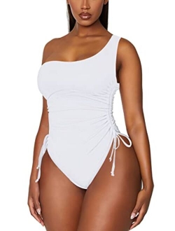 Viottiset Women's Ruched High Cut One Piece Swimsuit Tummy Control Monokini Bikini