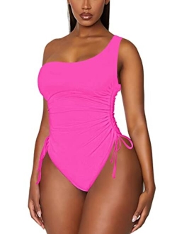 Viottiset Women's Ruched High Cut One Piece Swimsuit Tummy Control Monokini Bikini