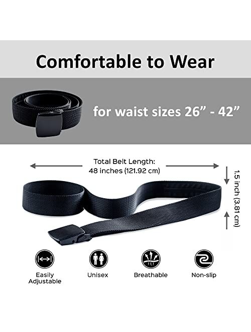 Roomierlife Money Belts for Men Travel Security Belt with Hidden Money Compartment Pocket Cashsafe Anti-Theft Wallet Non-Metal Buckle