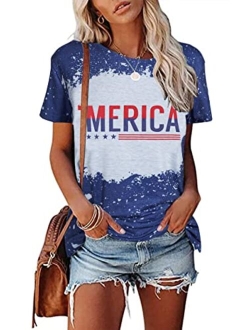 Jinting Merica Shirt for Women American Flag Tee Shirts Short Sleeve 4th of July Patriotic Shirts Tops