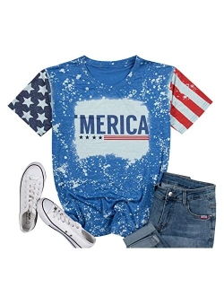 Jinting Merica Shirt for Women American Flag Tee Shirts Short Sleeve 4th of July Patriotic Shirts Tops