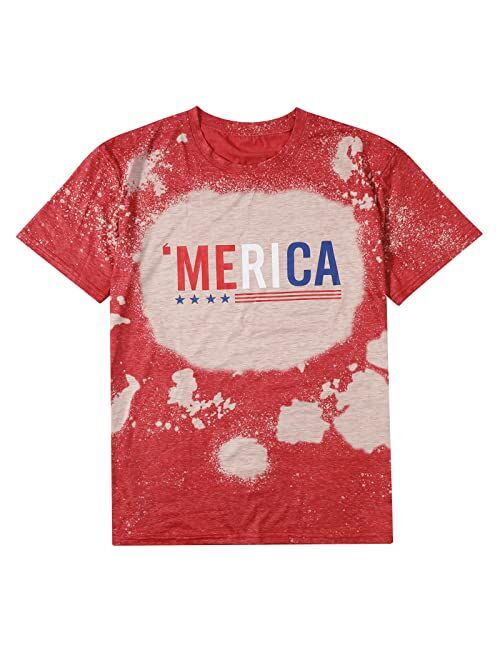 Jinting Merica Shirt for Women American Flag Tee Shirts Short Sleeve 4th of July Patriotic Shirts Tops