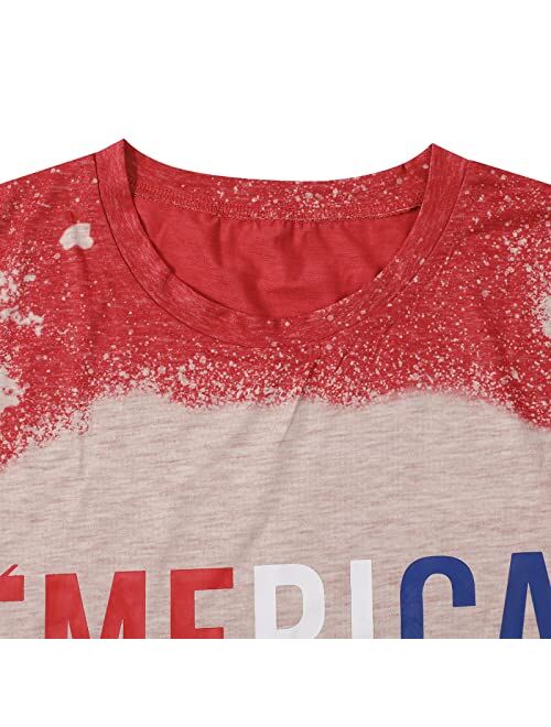 Jinting Merica Shirt for Women American Flag Tee Shirts Short Sleeve 4th of July Patriotic Shirts Tops