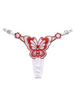 Slithice Women Sexy G string Panties with Cute Butterfly Pattern Center