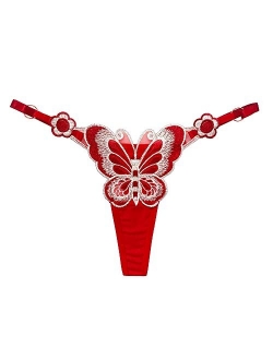 Slithice Women Sexy G string Panties with Cute Butterfly Pattern Center