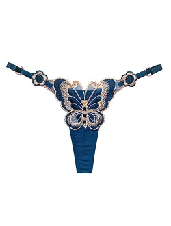 Slithice Women Sexy G string Panties with Cute Butterfly Pattern Center