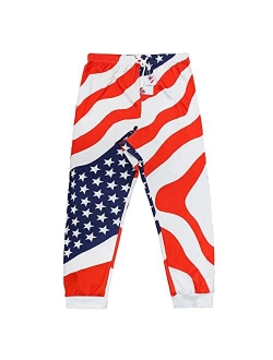 bopika Men ‘s Beach Pants American Flag Pants Men’s Sport Sweatpants Baggy Pants