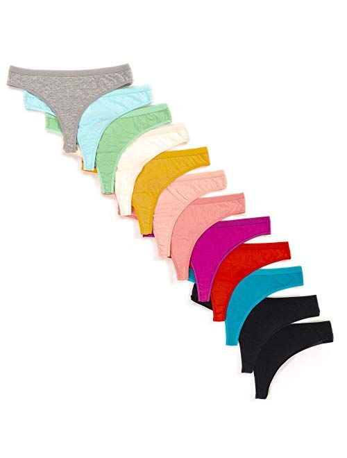 Alyce Ives Intimates Alyce Intimates Women’s Cotton Thong Panties, 12 Pack